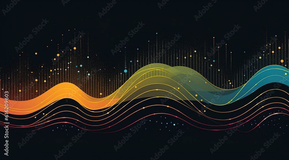 Poster sound waves oscillating with the glow of light, abstract technology background..