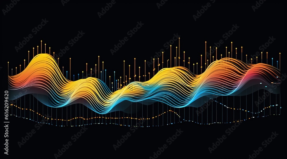 Poster sound waves oscillating with the glow of light, abstract technology background..