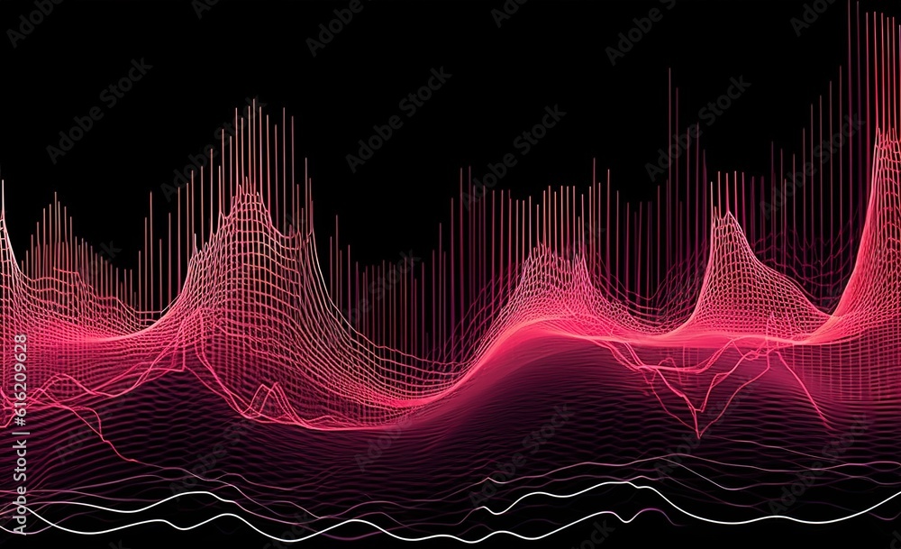 Poster sound waves oscillating with the glow of light, abstract technology background..