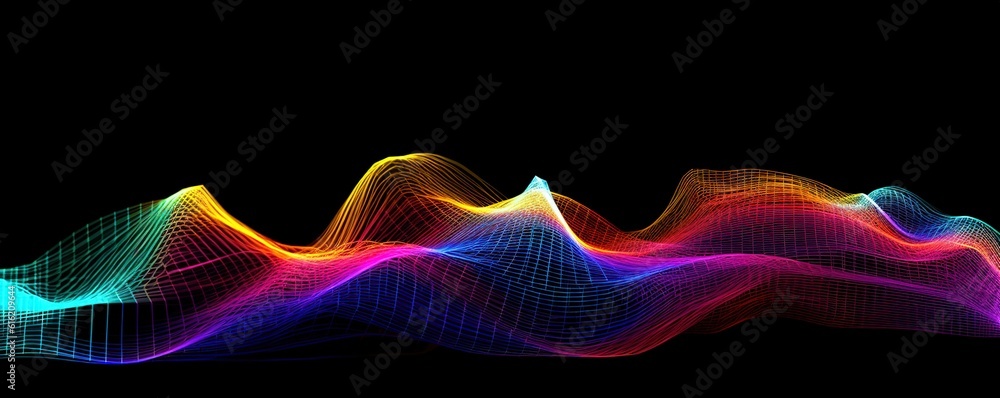 Poster sound waves oscillating with the glow of light, abstract technology background..