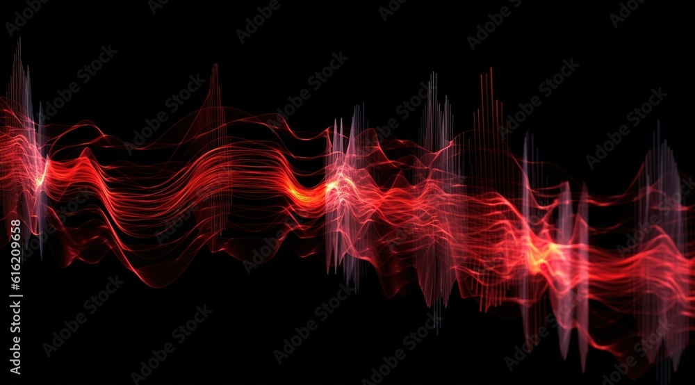 Poster sound waves oscillating with the glow of light, abstract technology background..