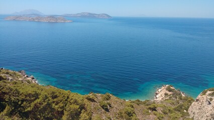 Greek Cliff Landscape View into the sea