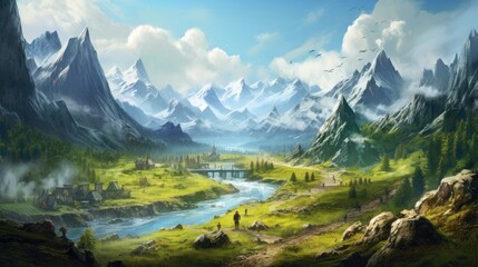 Naklejka na ściany i meble Fantasy Landscape Game Art