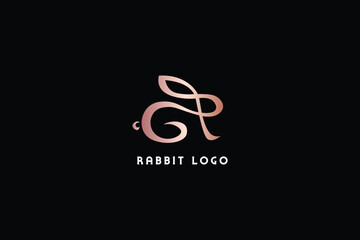 Fototapeta premium abstract rabbit logo desing illustration, playful bunny logo design, rabbit logo design