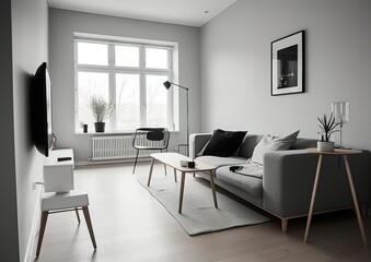Naklejka na ściany i meble Modern clean Design: Beautiful Interior. Generative AI