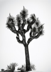 Fototapeta premium Monochromatic Beauty: Black and White Joshua Tree Photography. Generative AI