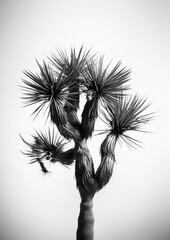 Fototapeta na wymiar Monochromatic Beauty: Black and White Joshua Tree Photography. Generative AI