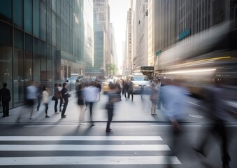 Urban Rush: Business People On the Move in a Crowded City. Generative Ai