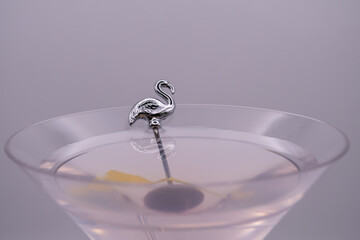 The Art of Mixology: Macro Shot of Isolated Martini with Garnish, closeup shot of a martini with...