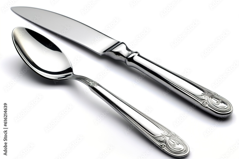 Poster knife and fork isolated on white background. generated by ai.