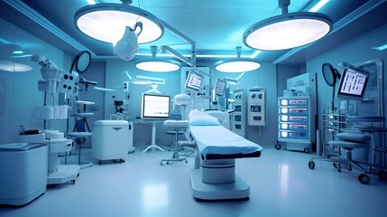Modern operating room, scientific type background. Created with Generative Ai technology.