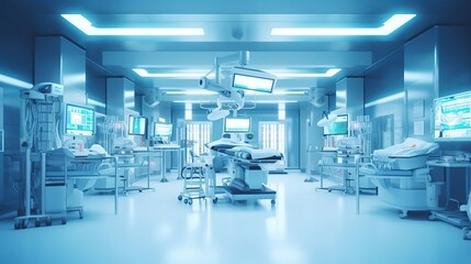 Naklejka na ściany i meble Modern operating room, scientific type background. Created with Generative Ai technology.