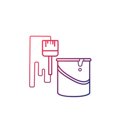 Gradient Paint bucket and brush icon. Flat color design. Vector illustration.