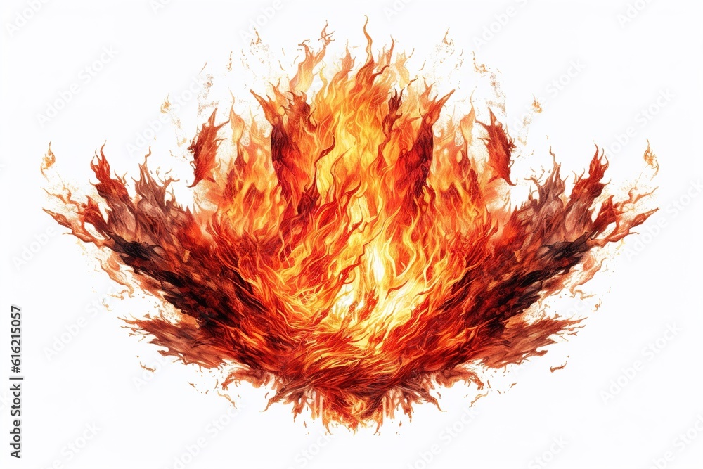 Poster fire drawing isolated on white background. generated by ai.