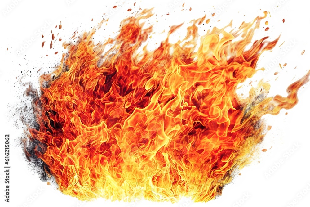 Poster fire drawing isolated on white background. generated by ai.