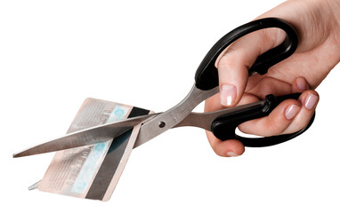Scissors cut through credit cards