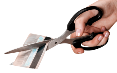 Scissors cut through credit cards