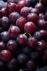 Fototapeta premium Closeup of a bunch of fresh grapes from above. AI generative Art