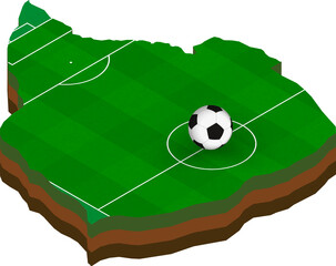 Isometric map of Zimbabwe with football field.