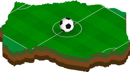 Isometric map of Lesotho with football field.