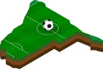 Isometric map of Namibia with football field.