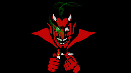 Devil lighting up a joint to smoke weed