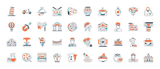 Italy icons set. Tourism and culture, thin design. Symbols of the country. isolated vector illustration.  © Vector Market