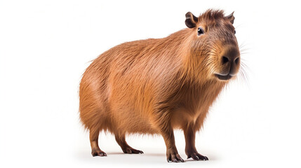 capybara standing, white background. Generative AI.