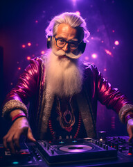 Fun DJ Santa Claus disco rock style party - Christmas theme