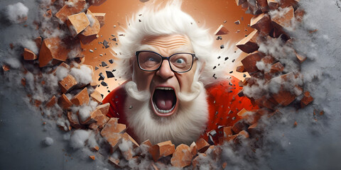 Crazy Santa Claus shouting - Christmas theme