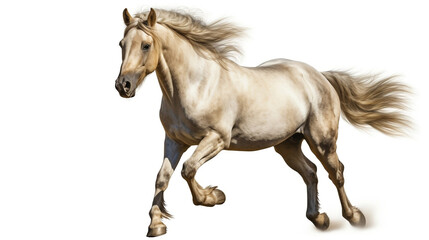 running horse, white background. Generative AI.