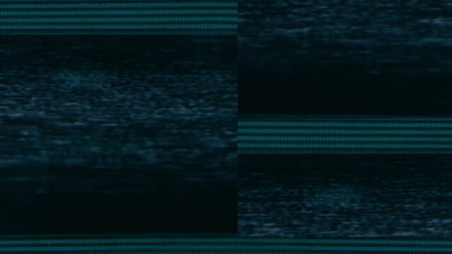 Abstract digital pixel noise looped background. Glitch damage error effect. Video distortion overlay footage. TV screen twitch loop. Software hack code or hacker virus and cyber attack concept