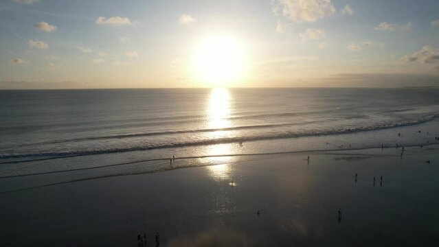 Aerial Bali Kuta Legian Beach during Sunset