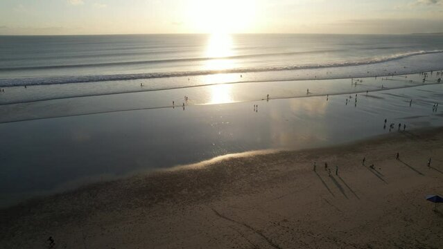 Aerial Bali Kuta Legian Beach during Sunset