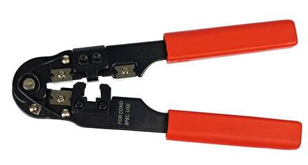 Modular plug crimpers for RJ-45, isolated in white backgruond