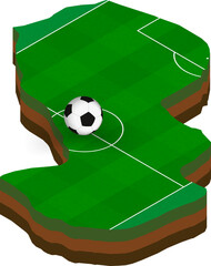 Isometric map of Paraguay with football field.