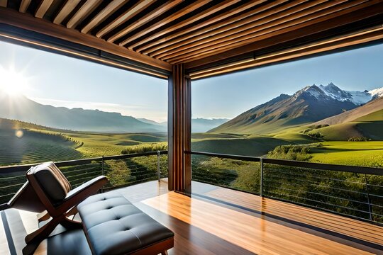 view of the mountains in the morning Generated AI