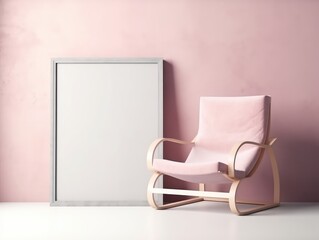 Pink modern stylish room with frame and sofa. Generative AI