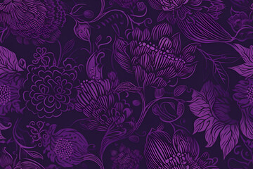 Floral pattern. Seamless pattern with decorative flowers and plants. AI generated