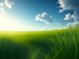 Fototapeta na wymiar Sky and Grass in morning, generative ai