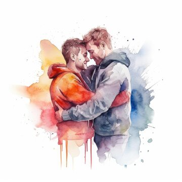 Watercolor painting of twenty-five LGBT couple