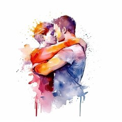 Watercolor painting of twenty-five LGBT couple