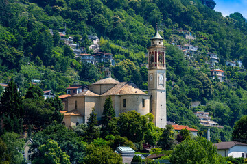 Fototapeta na wymiar Chiesa Parrocchiale di S. Giorgio, Cannero Riviera, Lake Maggiore, Province of Verbano-Cusio-Ossola, Piedmont Region, Italy, Europe.