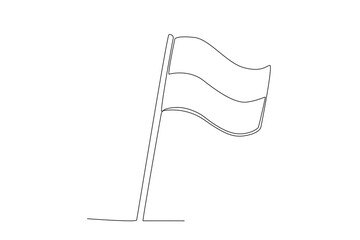 Fototapeta na wymiar A flag flying on Independence Day. Indonesia independence day one-line drawing