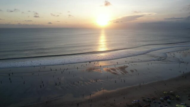 Aerial Bali Kuta Legian Beach during Sunset