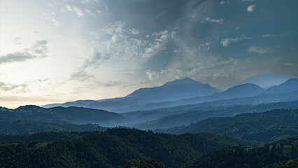 Fototapeta na wymiar Idyllic mountain landscape in the summertime. Carpathian, Romania, Europe.