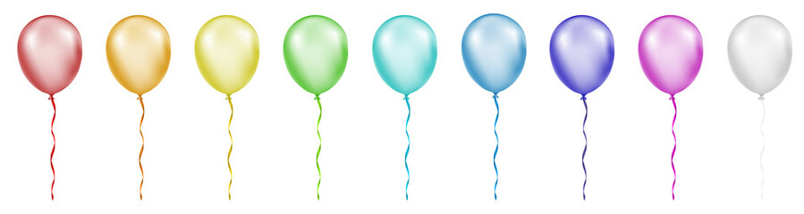 Balloon set isolated on transparent background. Vector realistic colorful festive 3d helium balloons template for anniversary, birthday party design. Balloon clipart  Balloon clip art 