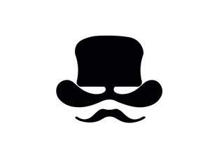 Flat vector illustration of a male top hat on a white background