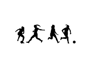 Fototapeta na wymiar Girls Soccer Player Silhouettes stock illustration