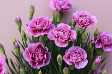 Obraz premium A bunch of pink carnations in a vase. Generative AI.